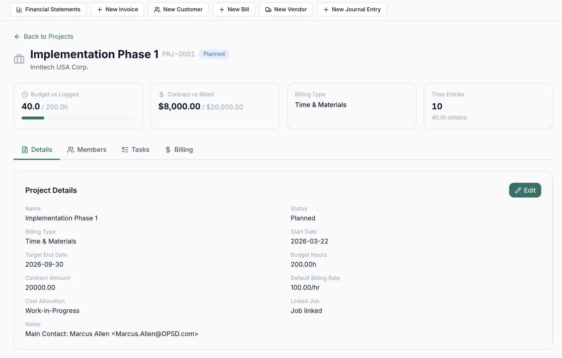 Project & Time Tracking