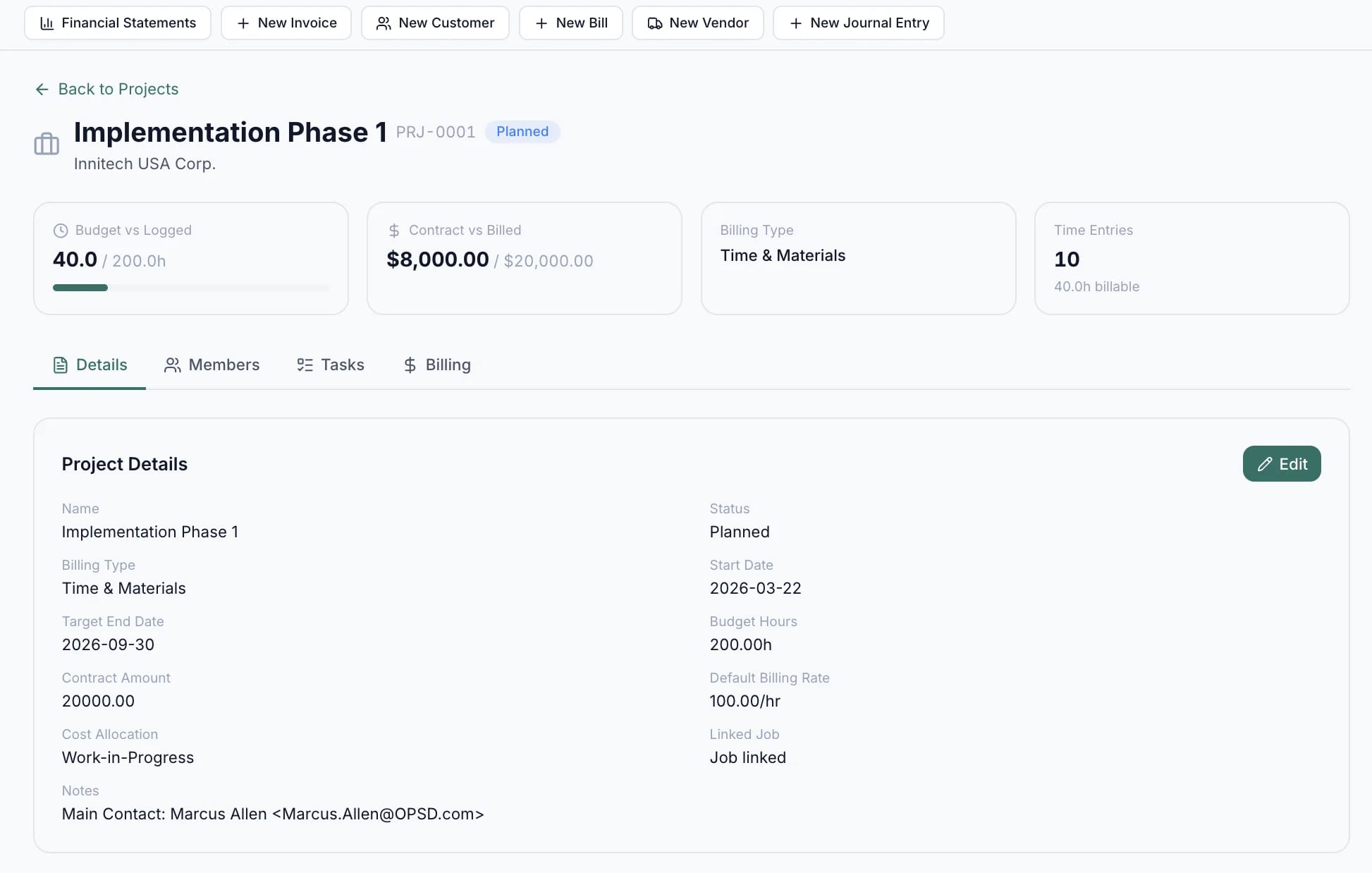 Project & Time Tracking